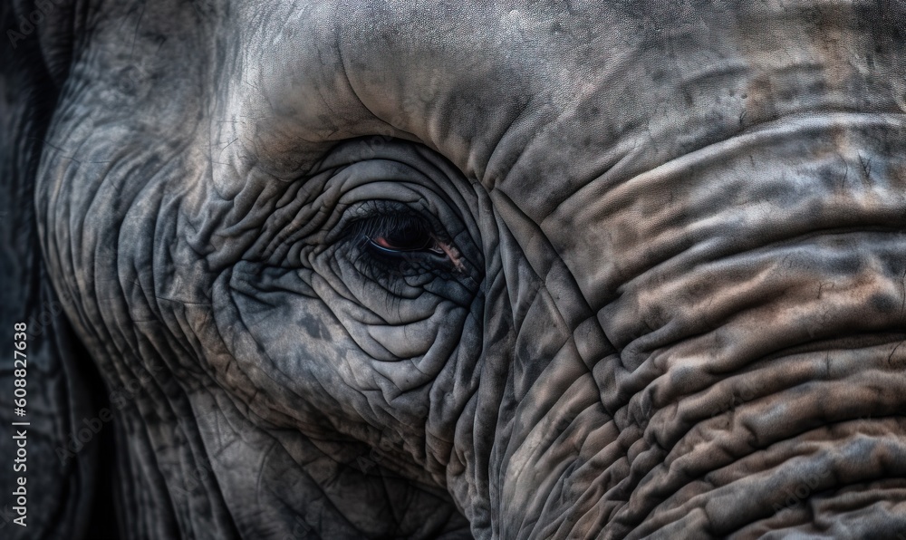 a close up of an elephant's eye with wrinkles. generative ai a close up of an elephant's eye with wrinkles. generative ai