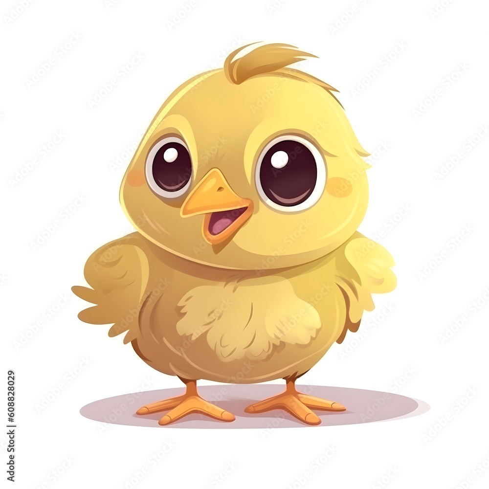 Playful baby chick artwork in colorful tones