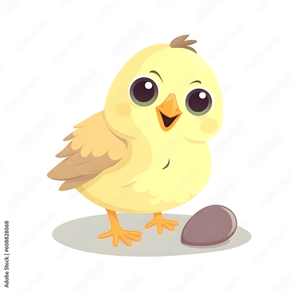 Vibrantly colored clipart of a cheerful baby chick