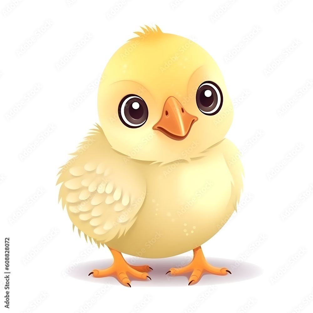 Playful artwork of a colorful baby chick