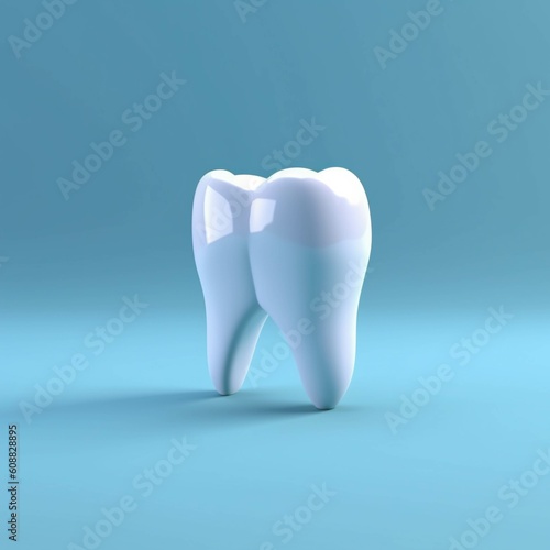 White teeth in a blue background