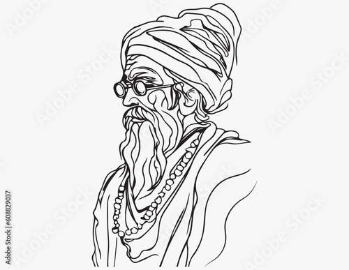  Guru line art vector silhouette