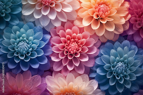Dahlia Flower Composition. Generative AI © dariaren