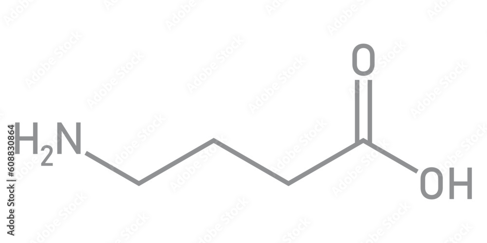 Chemical structure of γ-Aminobutyric acid or gamma-aminobutyric acid or GABA (C4H9NO2). Chemical resources for teachers and students. Vector illustration isolated on white background. Chemical structure of γ-Aminobutyric acid or gamma-aminobutyric acid or GABA (C4H9NO2). Chemical resources for teachers and students. Vector illustration isolated on white background.