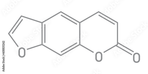 Chemical structure of Psoralen (C11H6O3). Chemical resources for teachers and students. Vector illustration.
