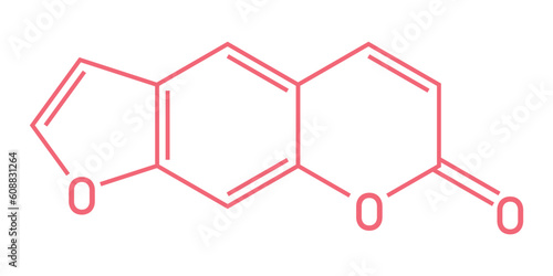 Chemical structure of Psoralen (C11H6O3). Chemical resources for teachers and students. Vector illustration.