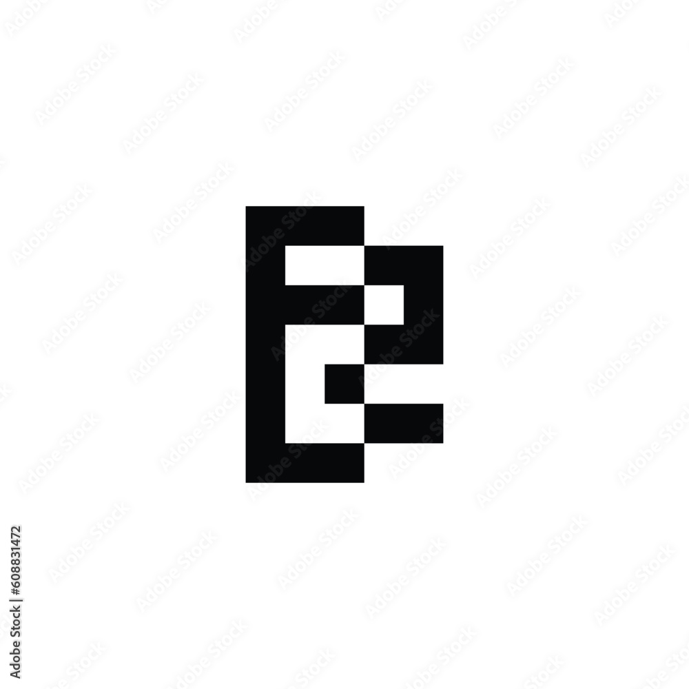 Letter E number 2 square geometric symbol simple logo vector Stock