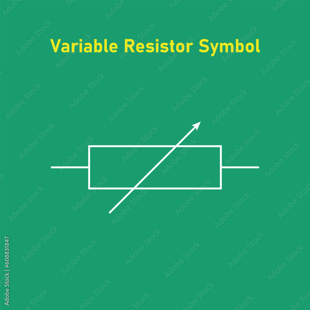 Schematic symbol of variable resistor in circuit. Physics resources for