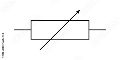 Schematic symbol of variable resistor in circuit. Physics resources for teachers and students. photo