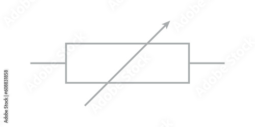 Schematic symbol of variable resistor in circuit. Physics resources for teachers and students. photo