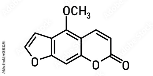 Chemical structure of Bergapten (C12H8O4). Chemical resources for teachers and students. Vector illustration isolated on white background. photo