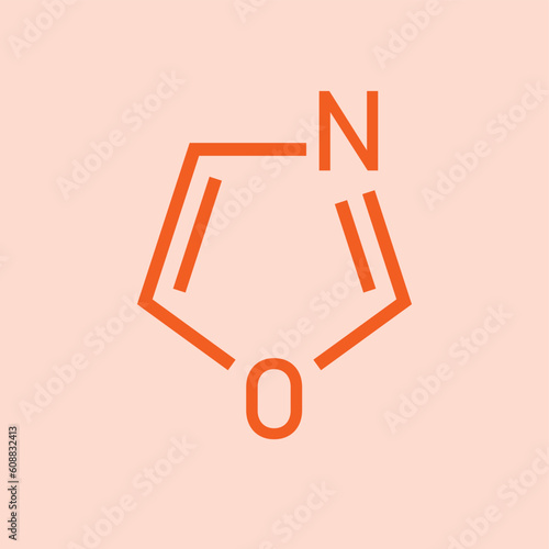 Chemical structure of Oxazole (C3H3NO). Chemical resources for teachers and students. Vector illustration isolated on white background. photo