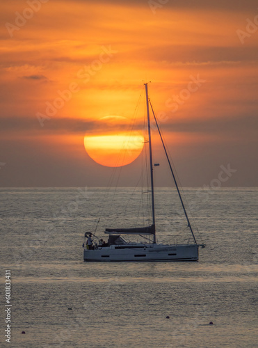 Atardecer en Donostia San Sebastián, bahía de la Concha photo