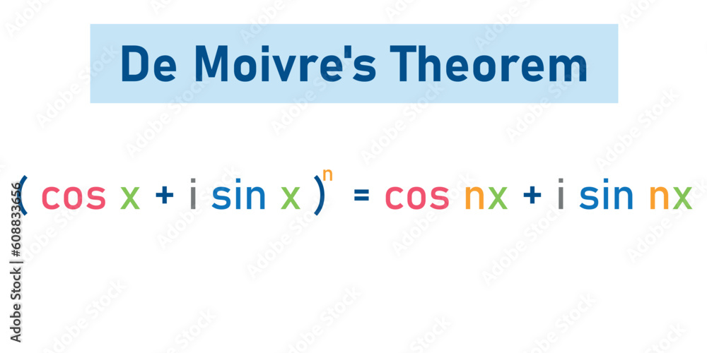 De Moivre's theorem formula in math. Mathematics resources for teachers and students. De Moivre's theorem formula in math. Mathematics resources for teachers and students.
