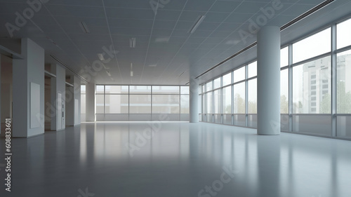 Interior of modern empty office building. Generative Ai