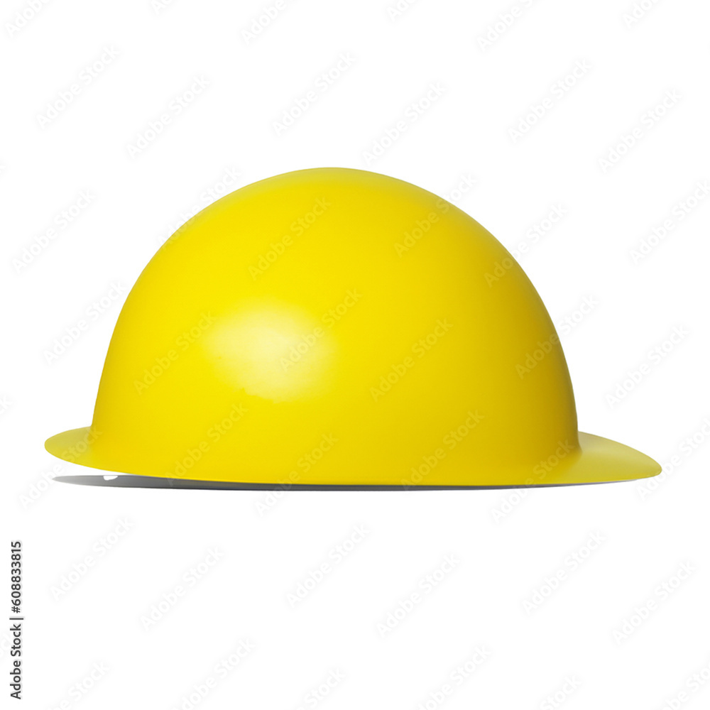 Worker's yellow hard hat. Construction site and workplace safety. White and transparent background. Banner with copy space. Ai generative. Worker's yellow hard hat. Construction site and workplace safety. White and transparent background. Banner with copy space. Ai generative.