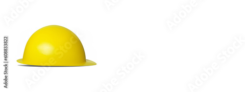 Worker's yellow hard hat. Construction site and workplace safety. White and transparent background. Banner with copy space. Ai generative.