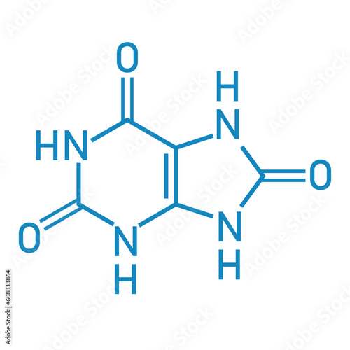 Chemical structure of uric acid (C5H4N4O3). Chemical resources for teachers and students. Vector illustration isolated on white background.
