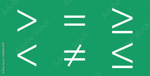 Less than greater than and equal symbol in mathematics. inequality symbols. Mathematics resources for teachers and students.