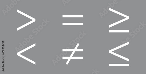 Less than greater than and equal symbol in mathematics. inequality symbols. Mathematics resources for teachers and students.