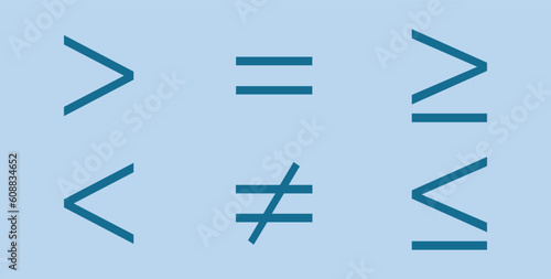Less than greater than and equal symbol in mathematics. inequality symbols. Mathematics resources for teachers and students.