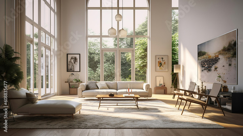 Modern living room interior. Generative Ai