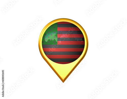 African American Flag Location Marker Icon. Isolated on White Background. 3d Illustration, 3d Rendering (ID: 608843645)