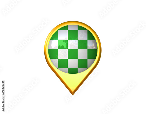Auto Racing Green White flag location marker icon. Isolated on white background. 3D illustration, 3D rendering  (ID: 608843652)