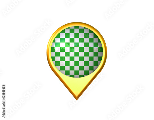Auto Racing Green Flag Location Marker Icon. Isolated on a White Background. 3d Illustration, 3d Rendering (ID: 608843653)