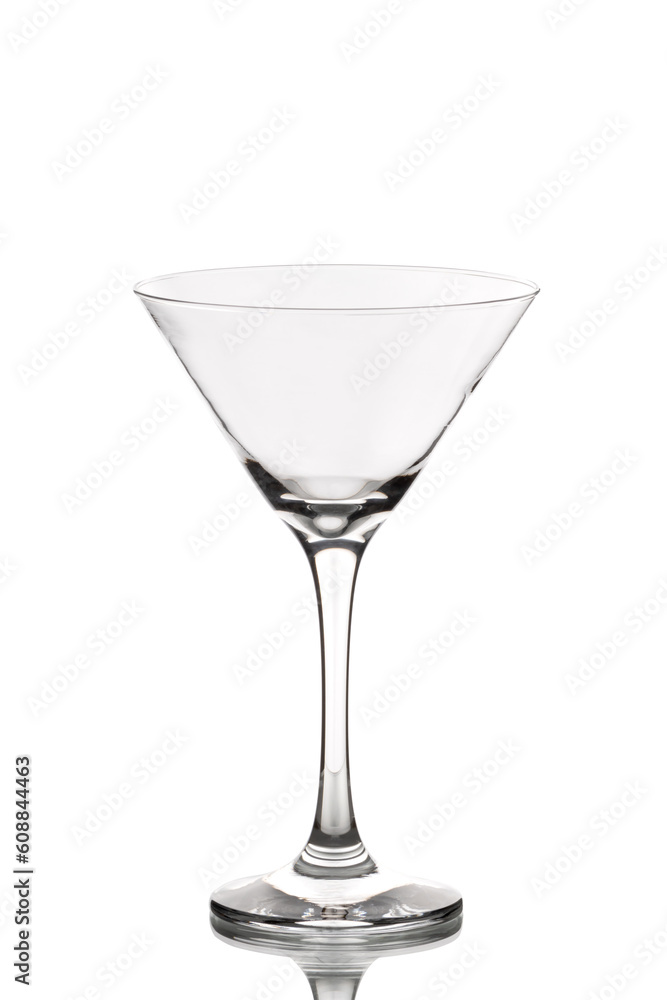 martini glass, an empty translucent glass on a white background martini glass, an empty translucent glass on a white background