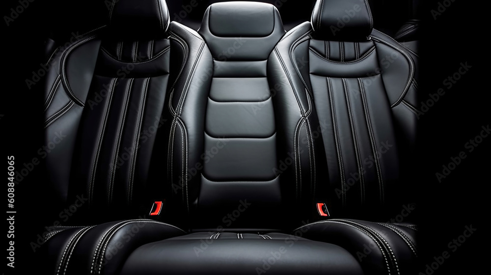 Fototapeta premium back black leather seat of the car isolated. Generative Ai