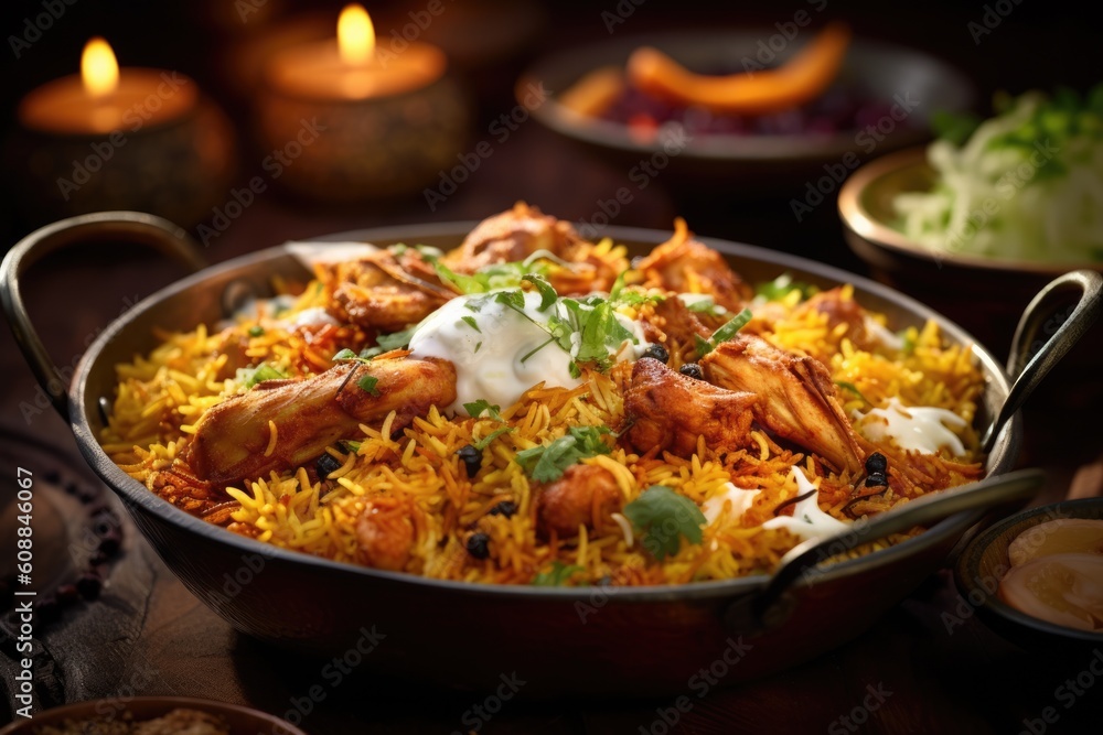 Indian Biryani food photography - made with Generative AI tools Indian Biryani food photography - made with Generative AI tools