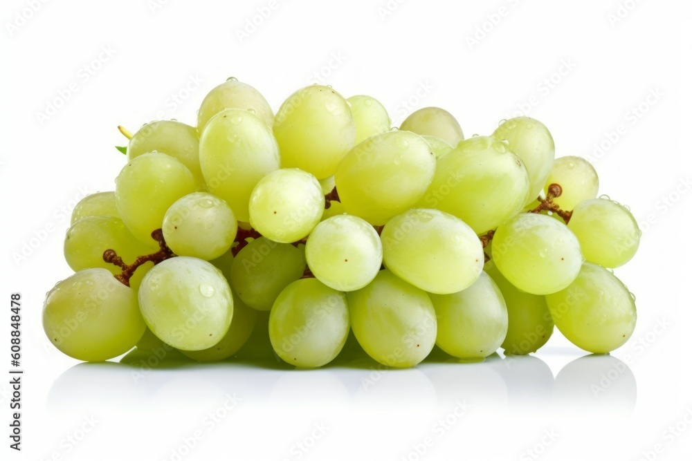 Appetizing tasty white table grapes. The concept of proper nutrition and vitamins in the crop. AI generated Appetizing tasty white table grapes. The concept of proper nutrition and vitamins in the crop. AI generated