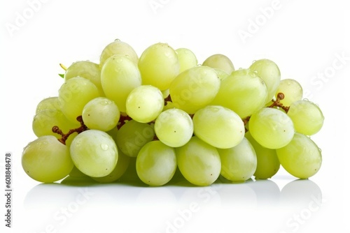 Appetizing tasty white table grapes. The concept of proper nutrition and vitamins in the crop. AI generated