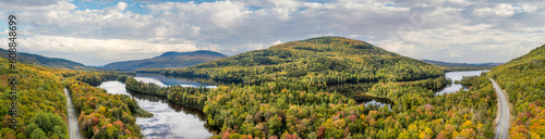 Fall panorama of Chain of Ponds - Maine State Highway 27