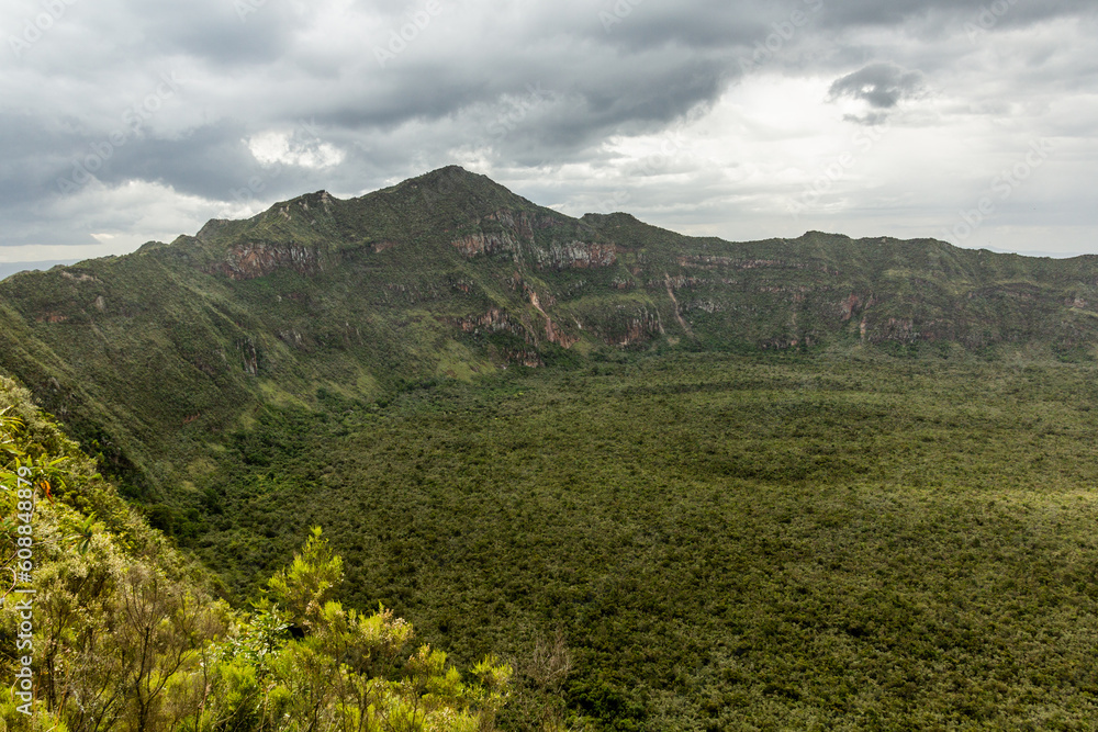 View of the rim of Longonot volcano crater, Kenya
