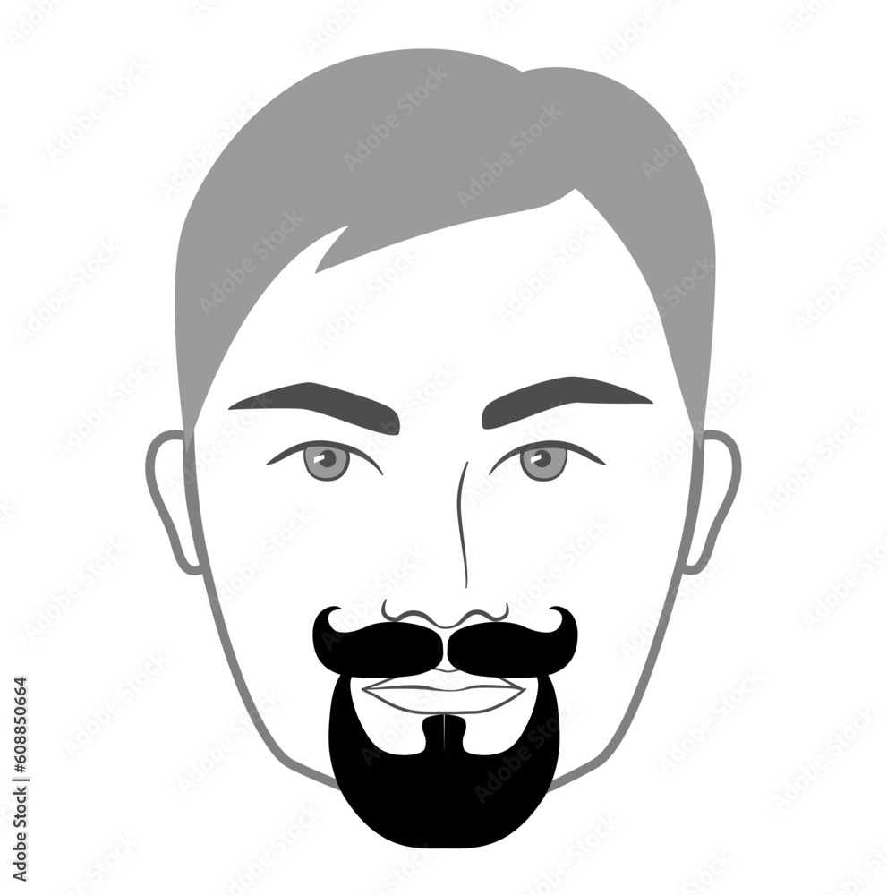 Handlebar and Goatee Beard style men in face illustration Facial hair