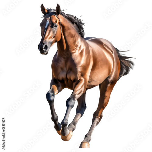 A brown horse running on a transparent background png isolated Generative Ai