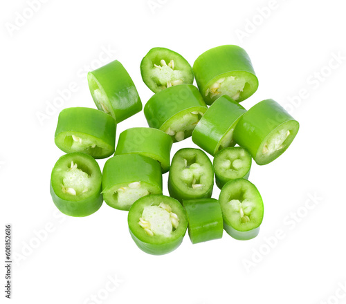 slice green hot chili isolated on transparent png