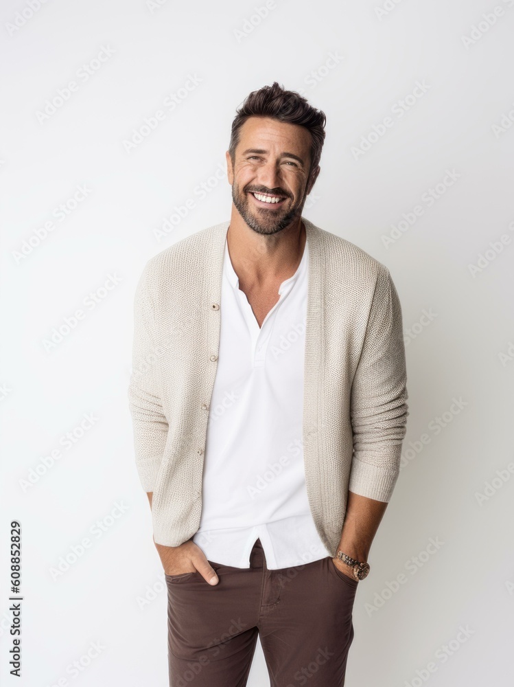 Portrait of a handsome young man smiling while standing against white background Portrait of a handsome young man smiling while standing against white background