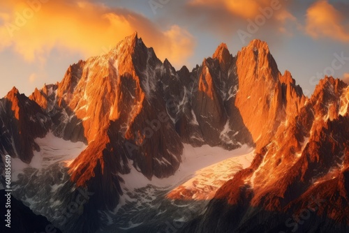 Majestic Mountains at Sunset - Generative AI