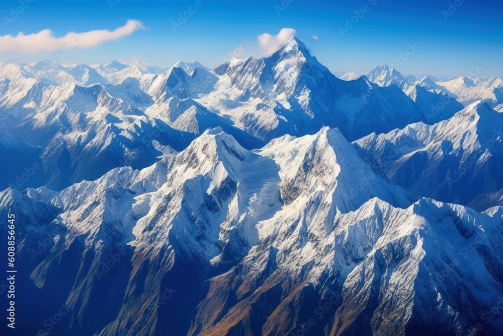 Fototapeta premium Majestic Snow-Capped Mountains - Generative AI