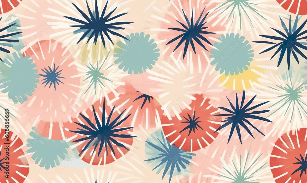 fireworks in an abstract style with pastel colors - obrazy, fototapety, plakaty 
