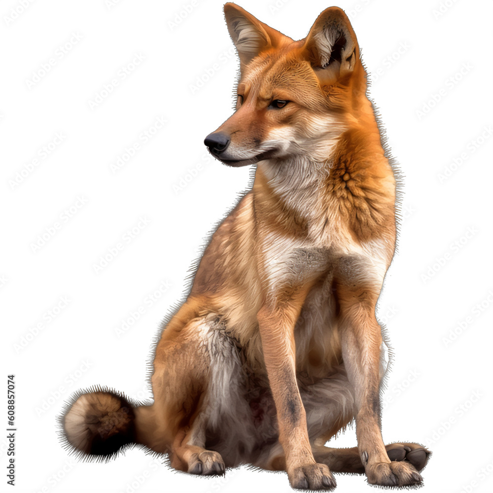 A dhole fox on a transparent background png isolated Generative Ai