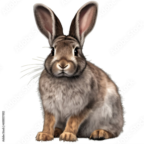 A brown and white rabbit on a transparent background png isolated Generative Ai © Eduardo