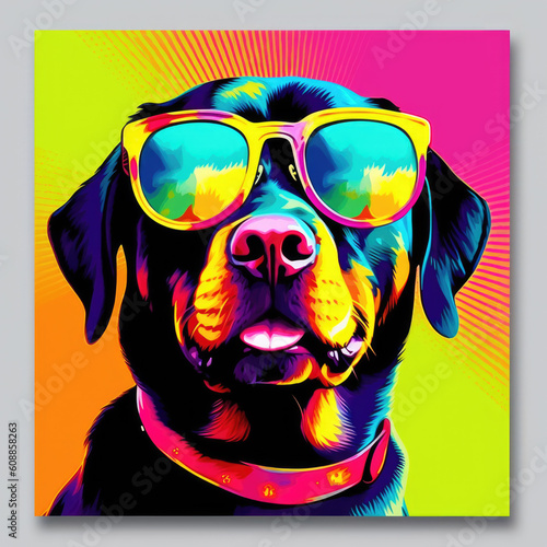Pop Art Rottweller. A Colorful and Unique Digital Artwork © STORYTELLER AI