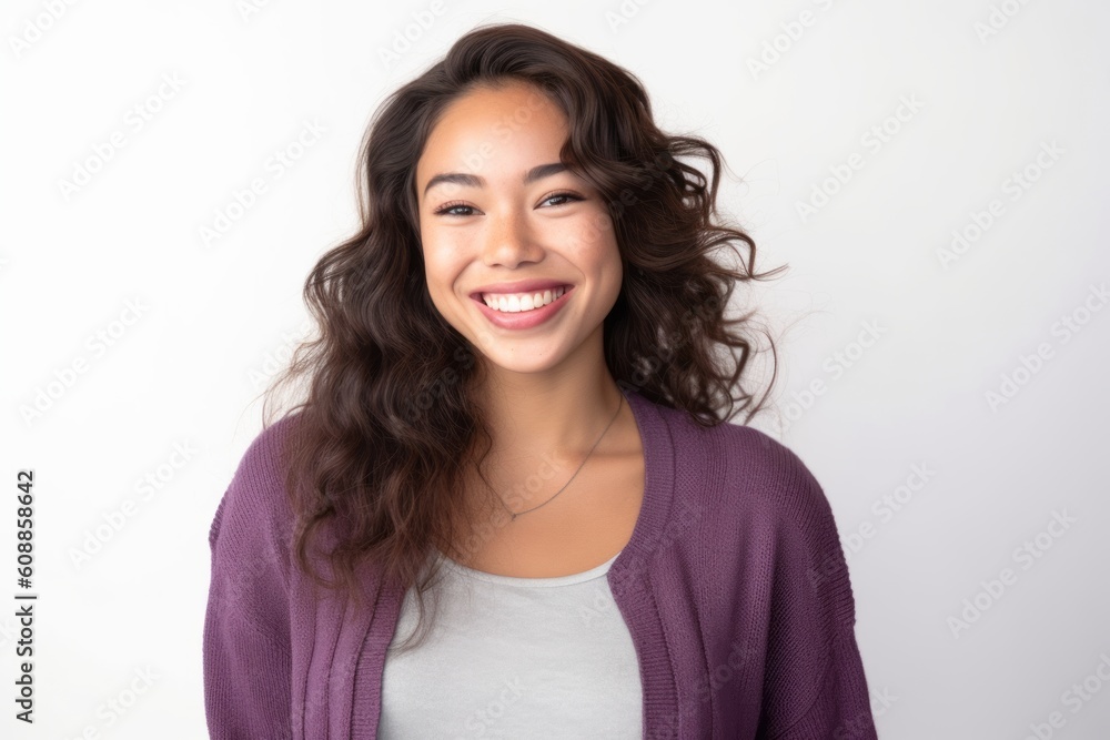 Portrait of a beautiful young woman smiling on a white background. Portrait of a beautiful young woman smiling on a white background.