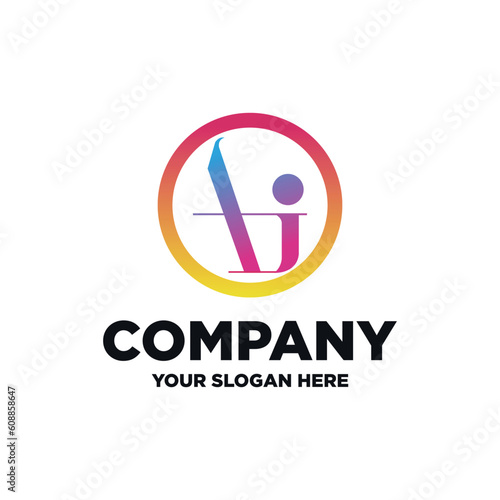 Letter A and letter i monogram logo template with multiple gradient colors