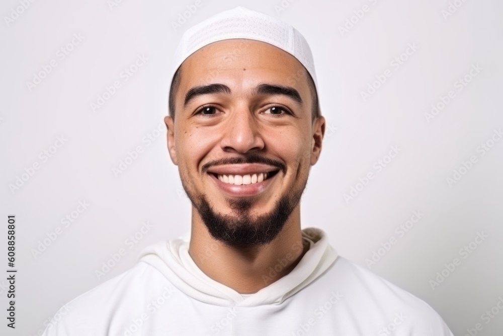 Portrait of a smiling arab man in a white T-shirt. Portrait of a smiling arab man in a white T-shirt.