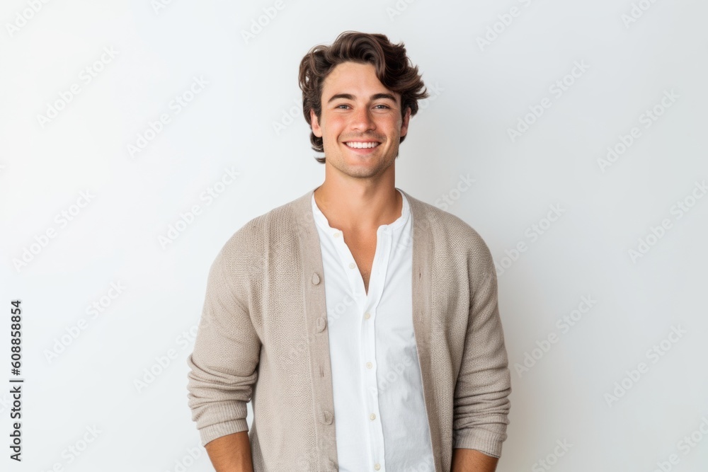 Portrait of a handsome young man smiling at the camera on white background Portrait of a handsome young man smiling at the camera on white background